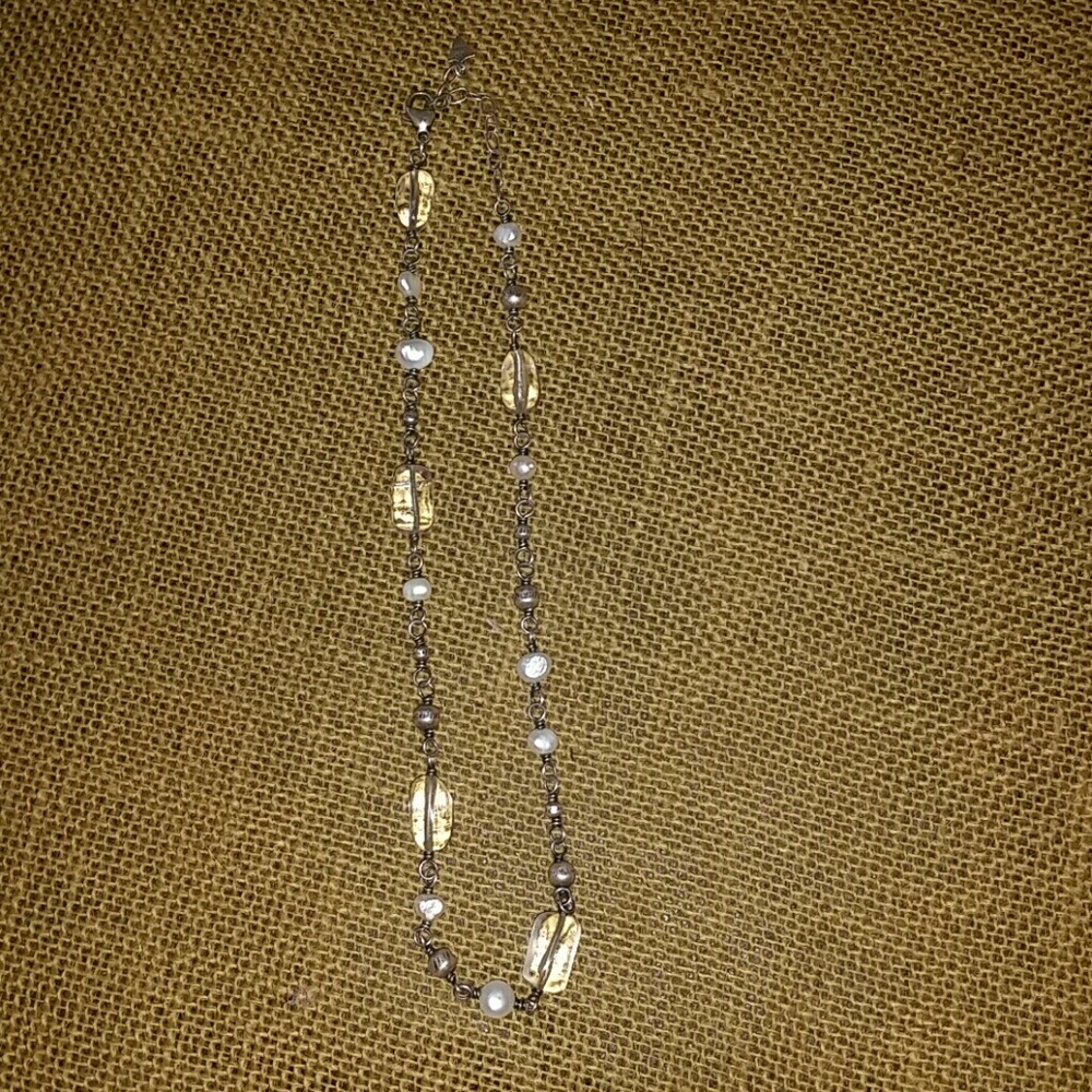 Silpada necklace sterling silver pearl quartz 925